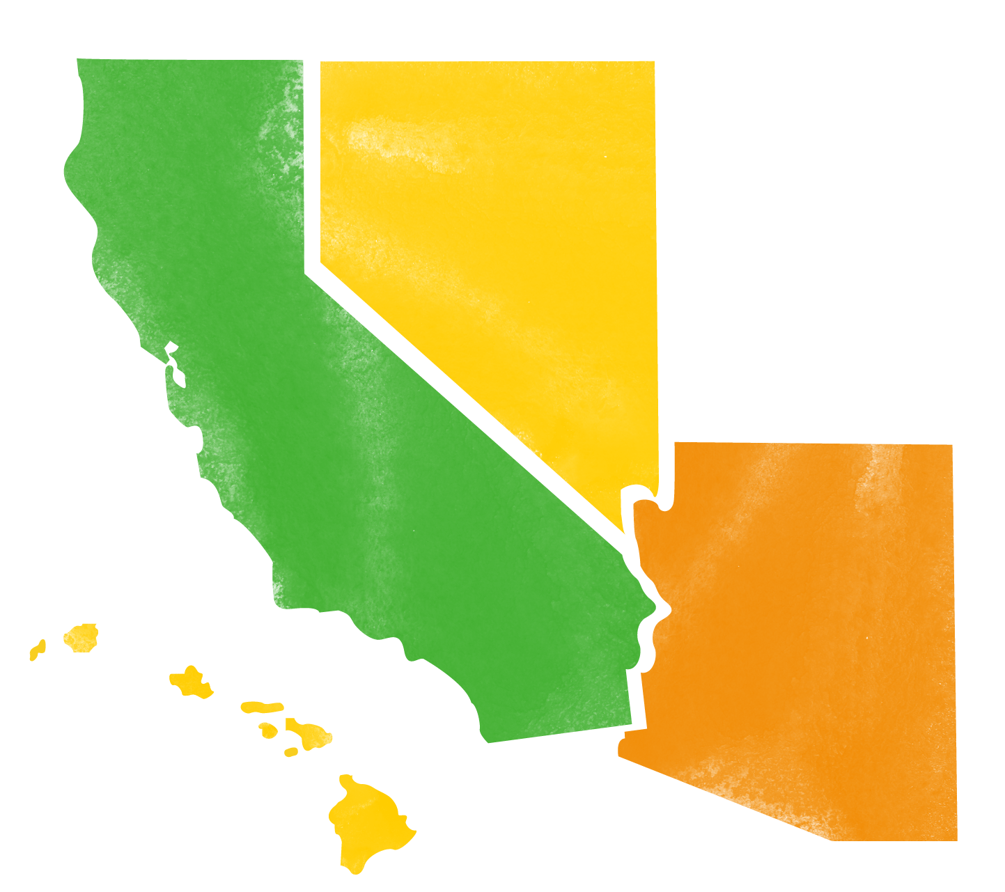 States in the western region: CA, AZ, HI, NV