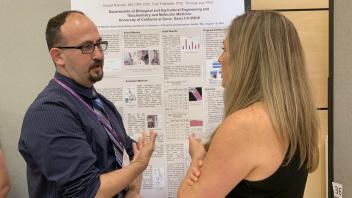 Amjad Ramahi discusses his poster, Biochemical and Physiological Dynamics in Ligament Injury and Hand Healing