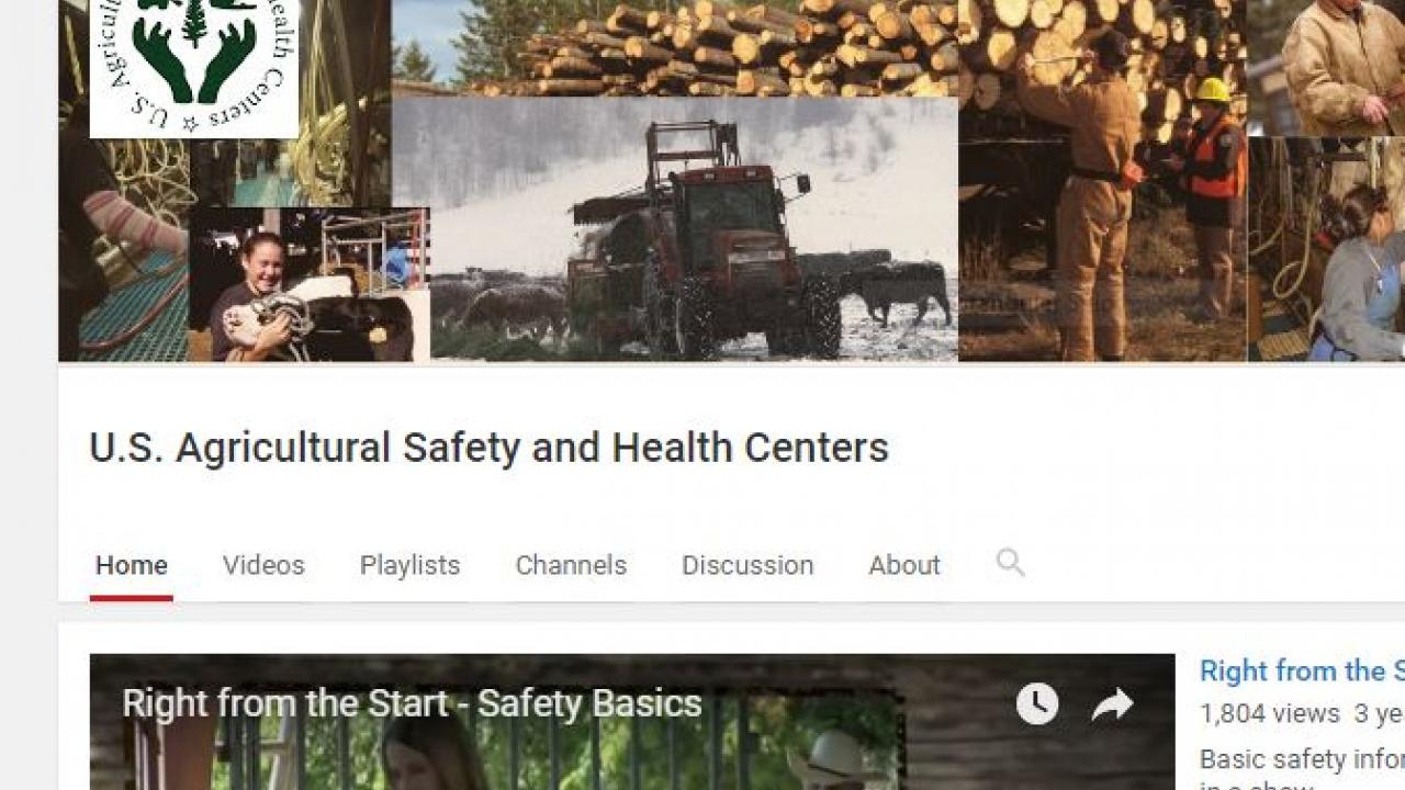 Screen Capture of Ag Centers YouTube home page