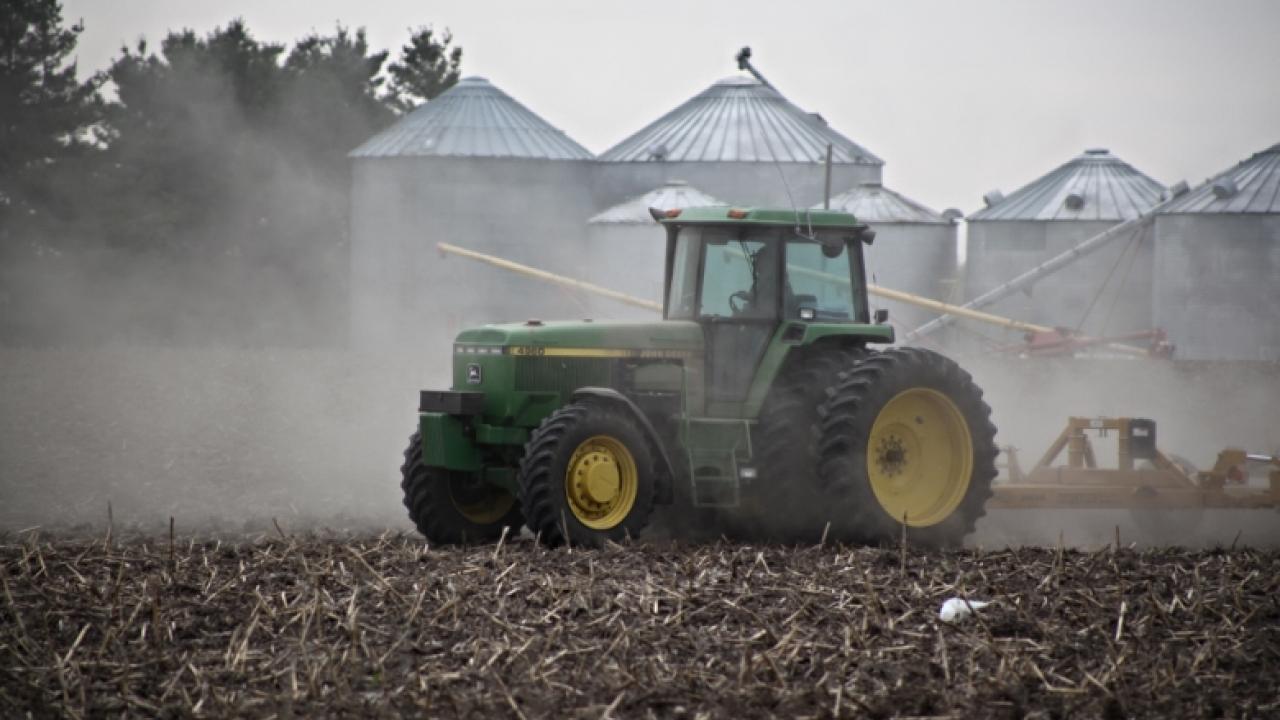 Dust is a natural byproduct of agriculture. Photo courtesy of Central States Center for Agricultural Safety and Health. Tractor and field dust