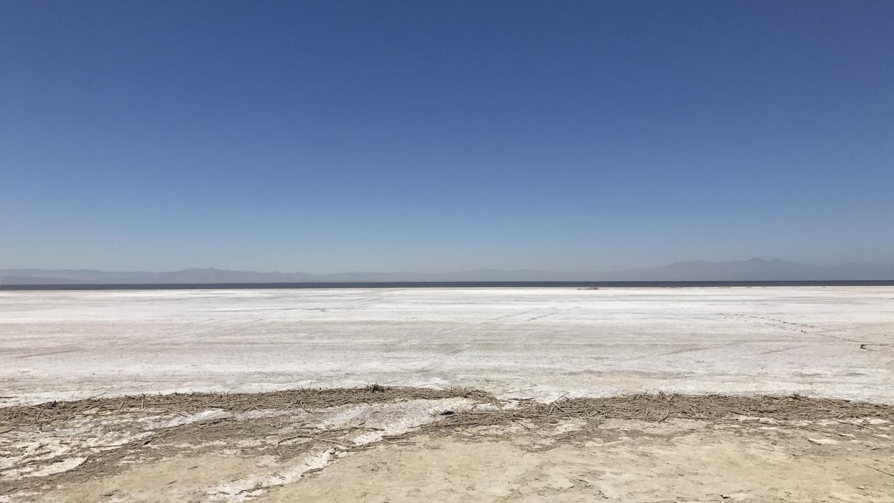 Dried out seabed of Salton Sea in California