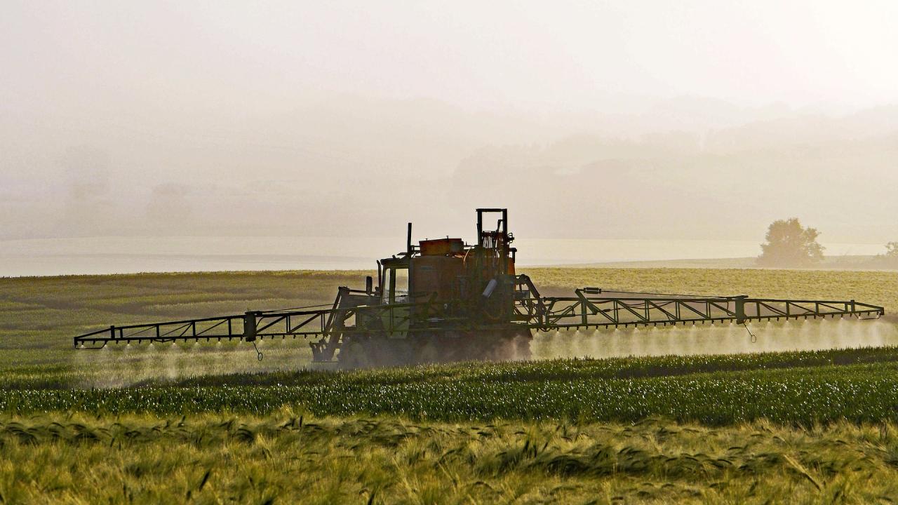 Pesticides Sprayed on Large Field