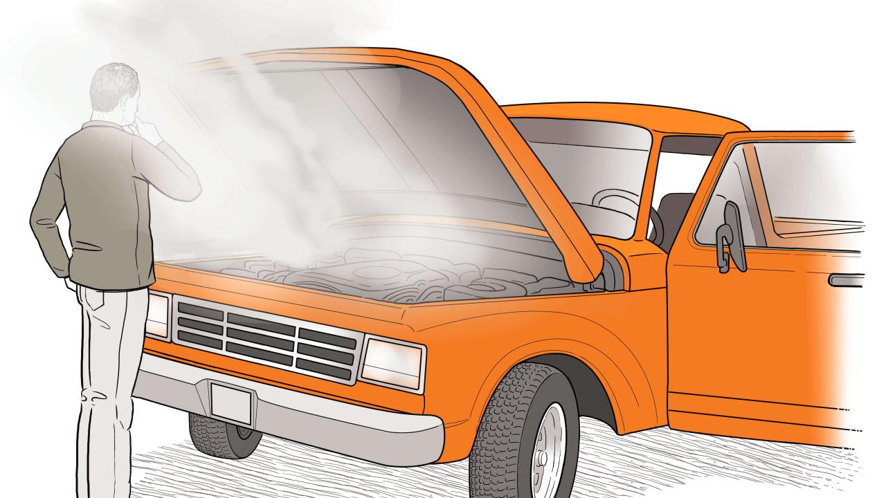 Illustration of a car overheating
