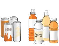 Illustration of sports drinks and energy drinks